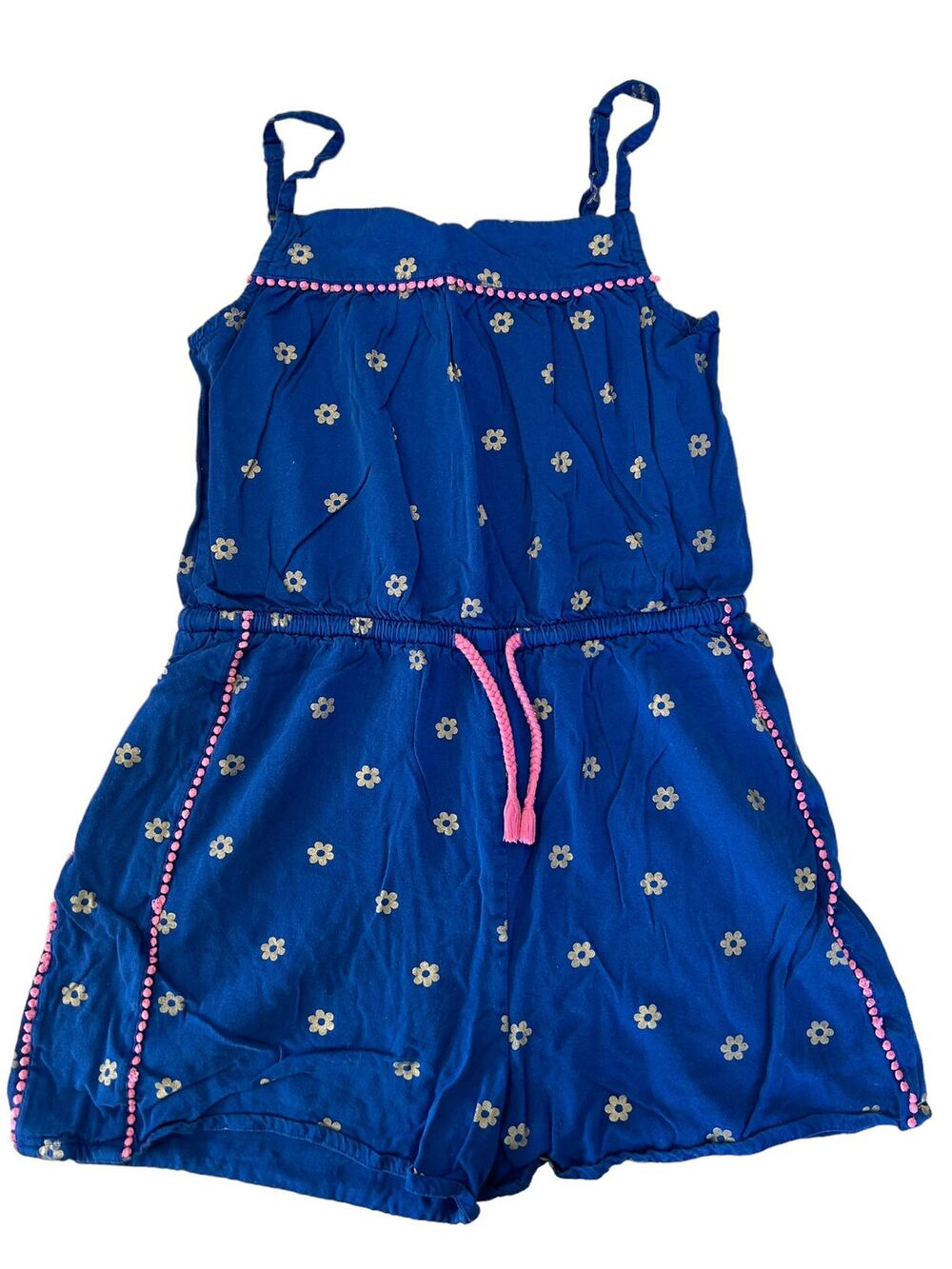 Mini Boden Royal Blue Floral Romper size 11-12